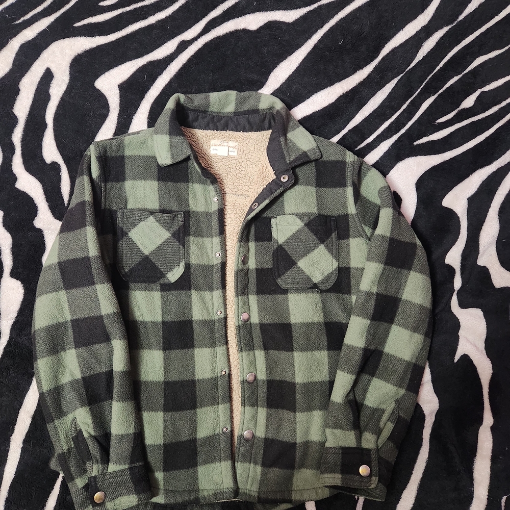 Weatherproof Kids Plaid Jacket in Green and Black